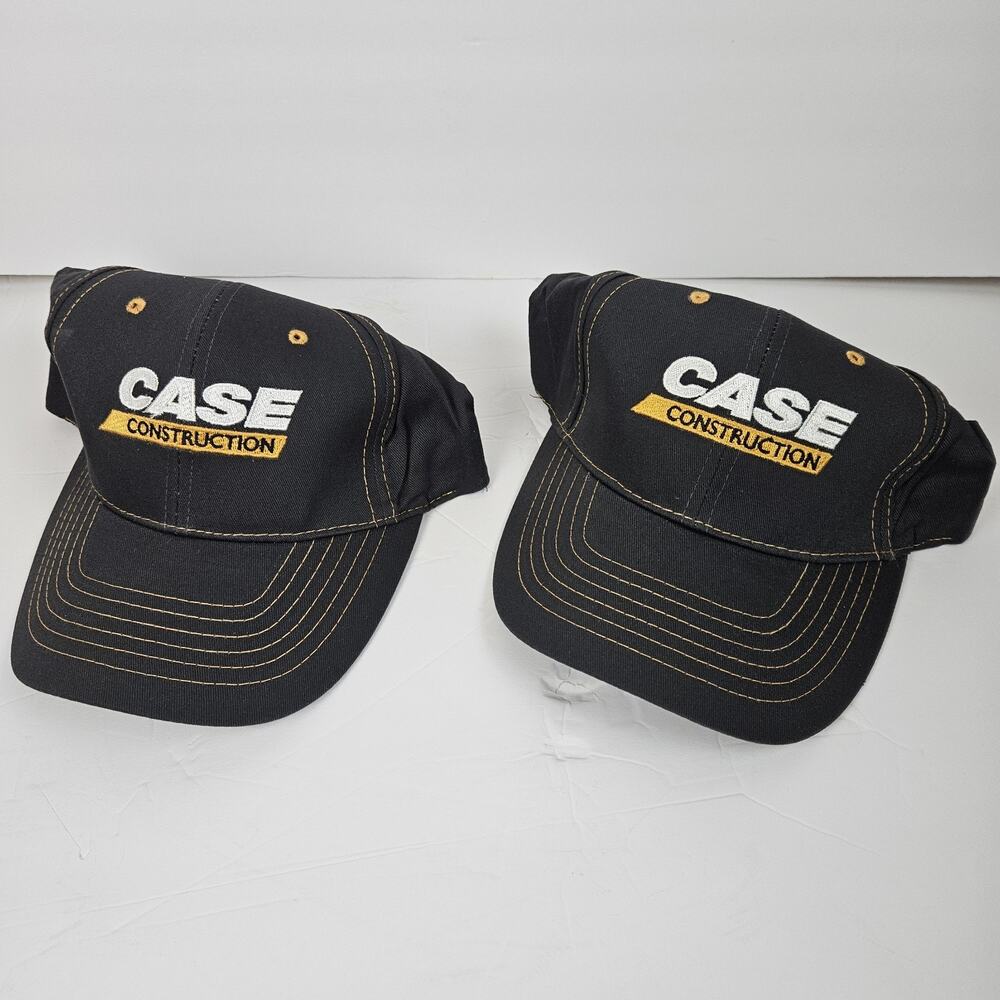 2 Case Construction Caps Black Logo Builder NEW
